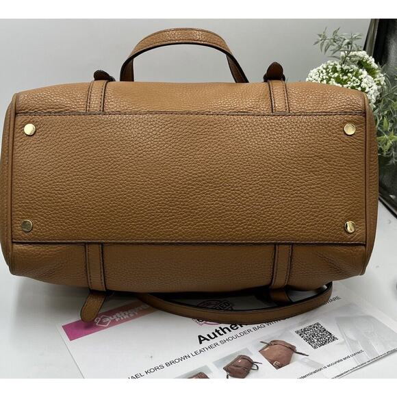 Michael Kors Authenticated Bristol Acorn Brown Leather Medium Satchel Gold‎ Tone - Picture 5 of 16